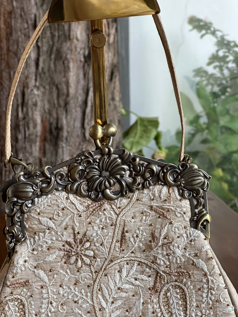 Beige Shade Vintage Motif Ari Sling Bags