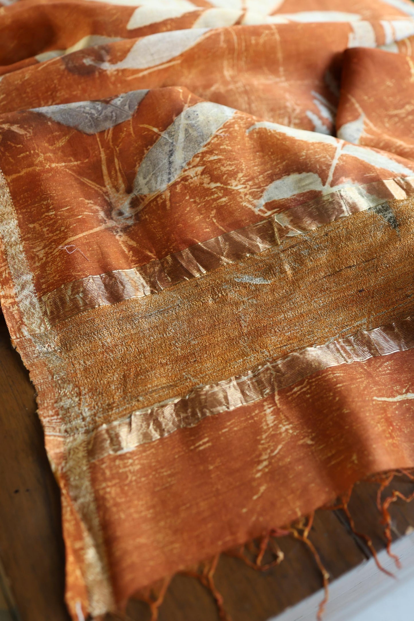 Beige & Blue Mul Chanderi Silk Kalamkari Unstitched Kurta Dupatta Set
