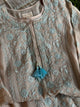 Beige & Blue Shade Malmal Straight Cut Chikankari Pearl & Sequins Kurta Set