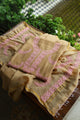 Beige & Pink Shade Crescent Chandbala Chikankari Unstitched Fabric
