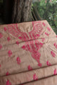 Beige & Pink Shade Mal Cotton Chikankari Unstitched Kurta Dupatta Fabric With Kamdani