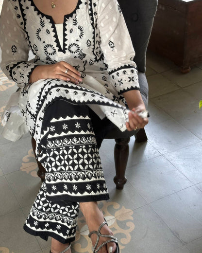Black & White Daraz Chikankari Palazzo