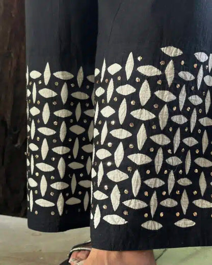 Black & White Applique Chikankari Palazzo