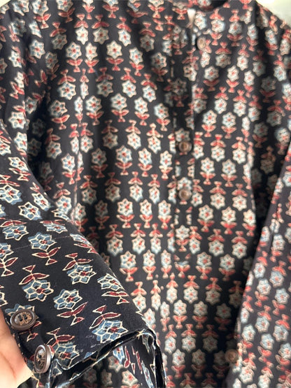 Black Ajrak Multi Shade Cotton Short Kurta