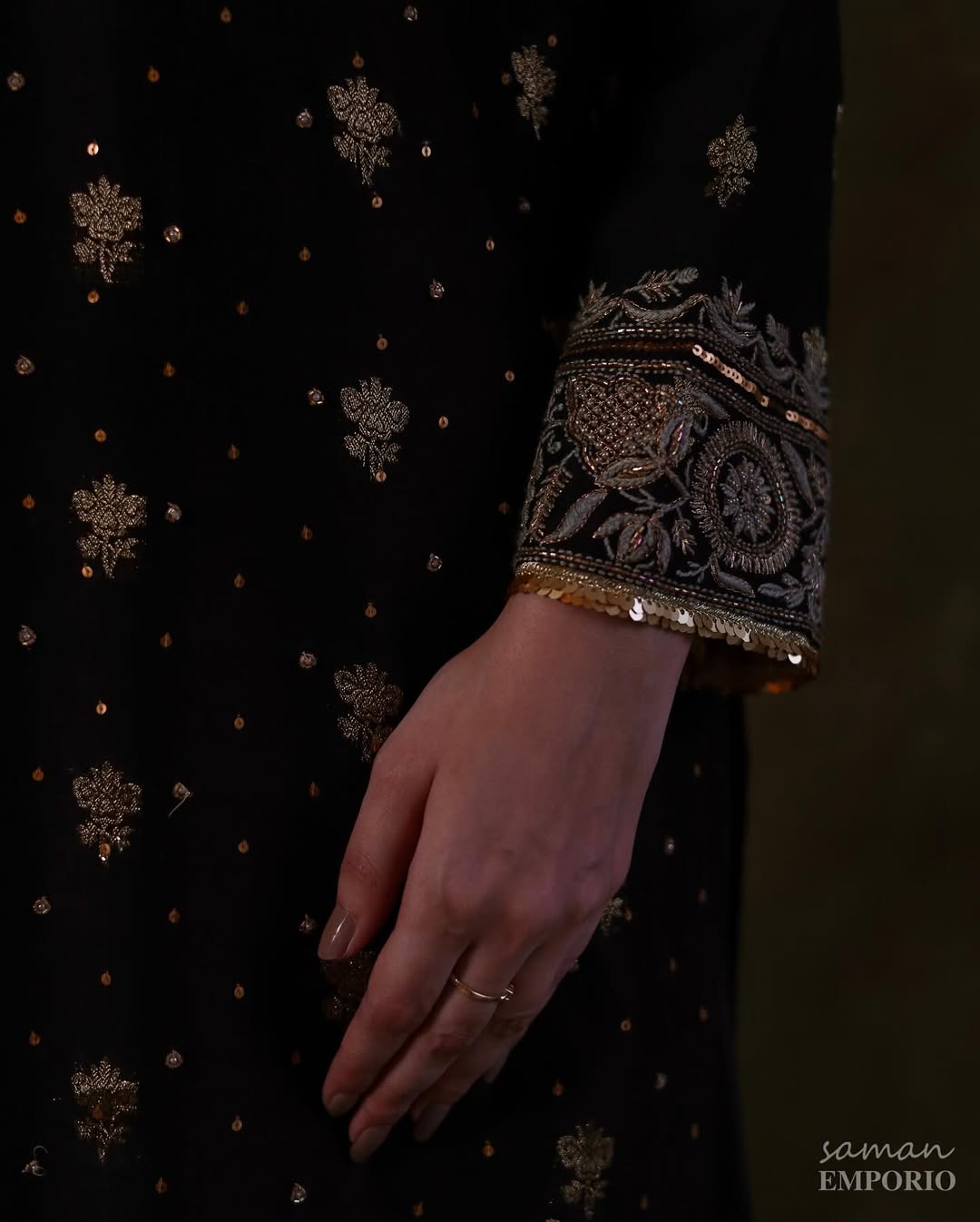 Black Banarasi Zari Chanderi Chikankari Sharara Set