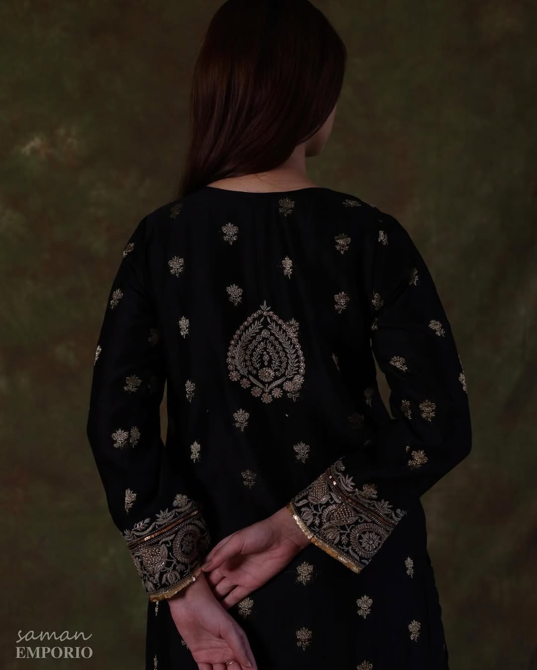 Black Banarasi Zari Chanderi Chikankari Sharara Set