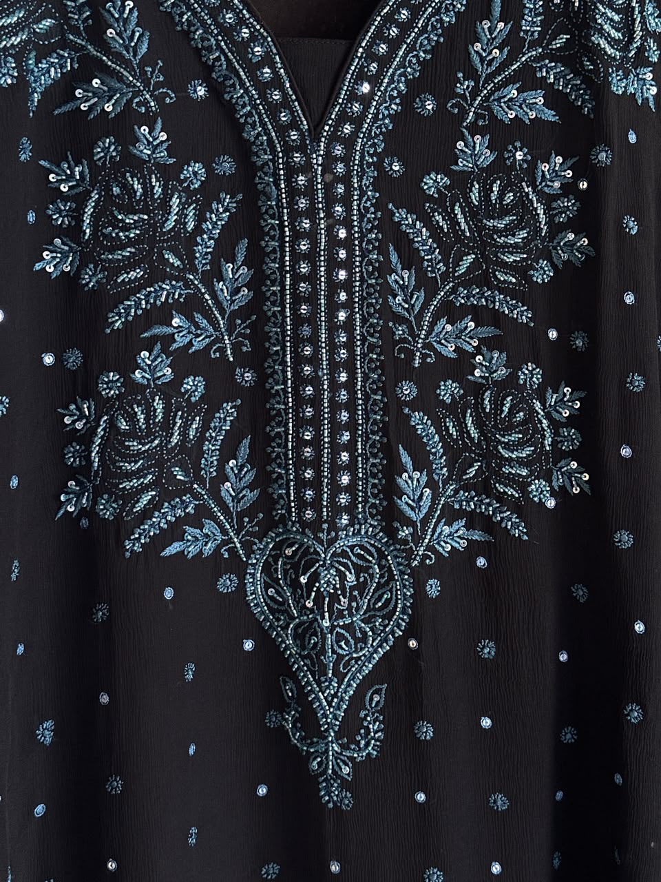Black Chiffon Chikankari Kaftan