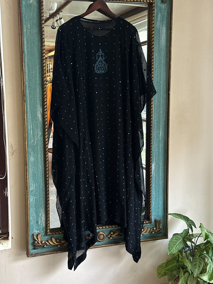 Black Chiffon Chikankari Kaftan