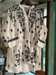 Black Floral Embroidered Cotton Top