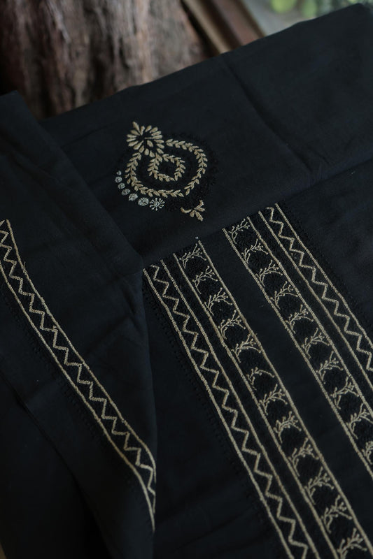 Black Malkha Handspun Khadi Kurtas Unisex Fabric