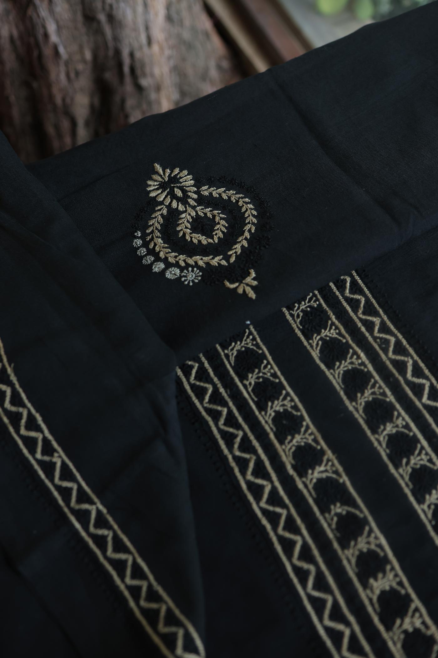 Black Malkha Handspun Khadi Kurtas Unisex Fabric