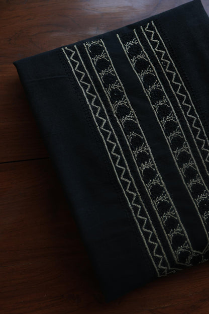 Black Malkha Handspun Khadi Kurtas Unisex Fabric