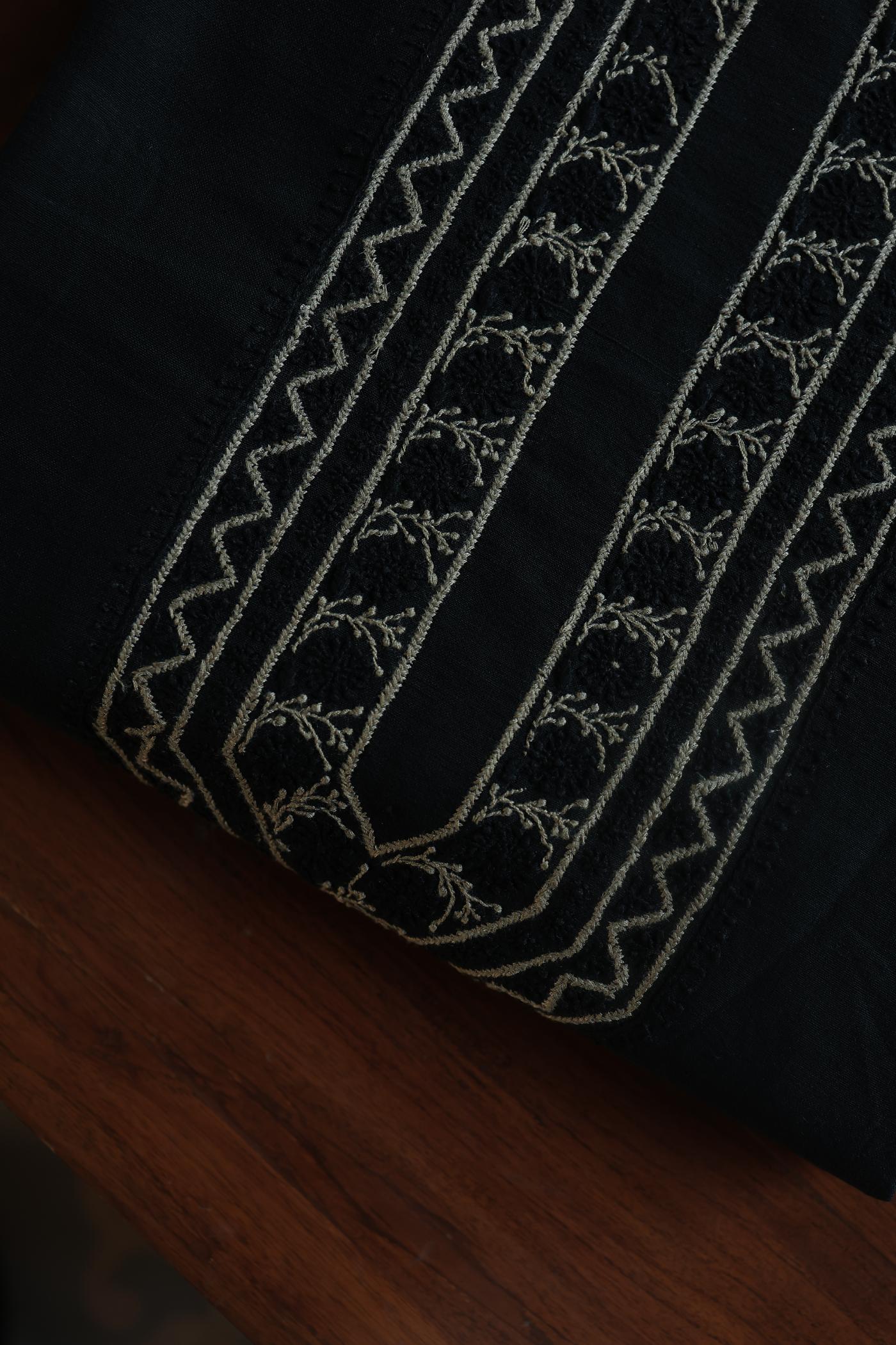 Black Malkha Handspun Khadi Kurtas Unisex Fabric