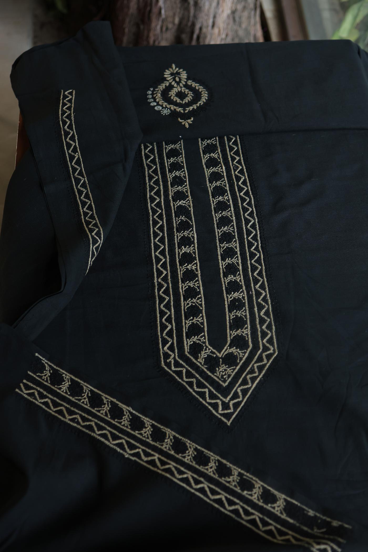 Black Malkha Handspun Khadi Kurtas Unisex Fabric
