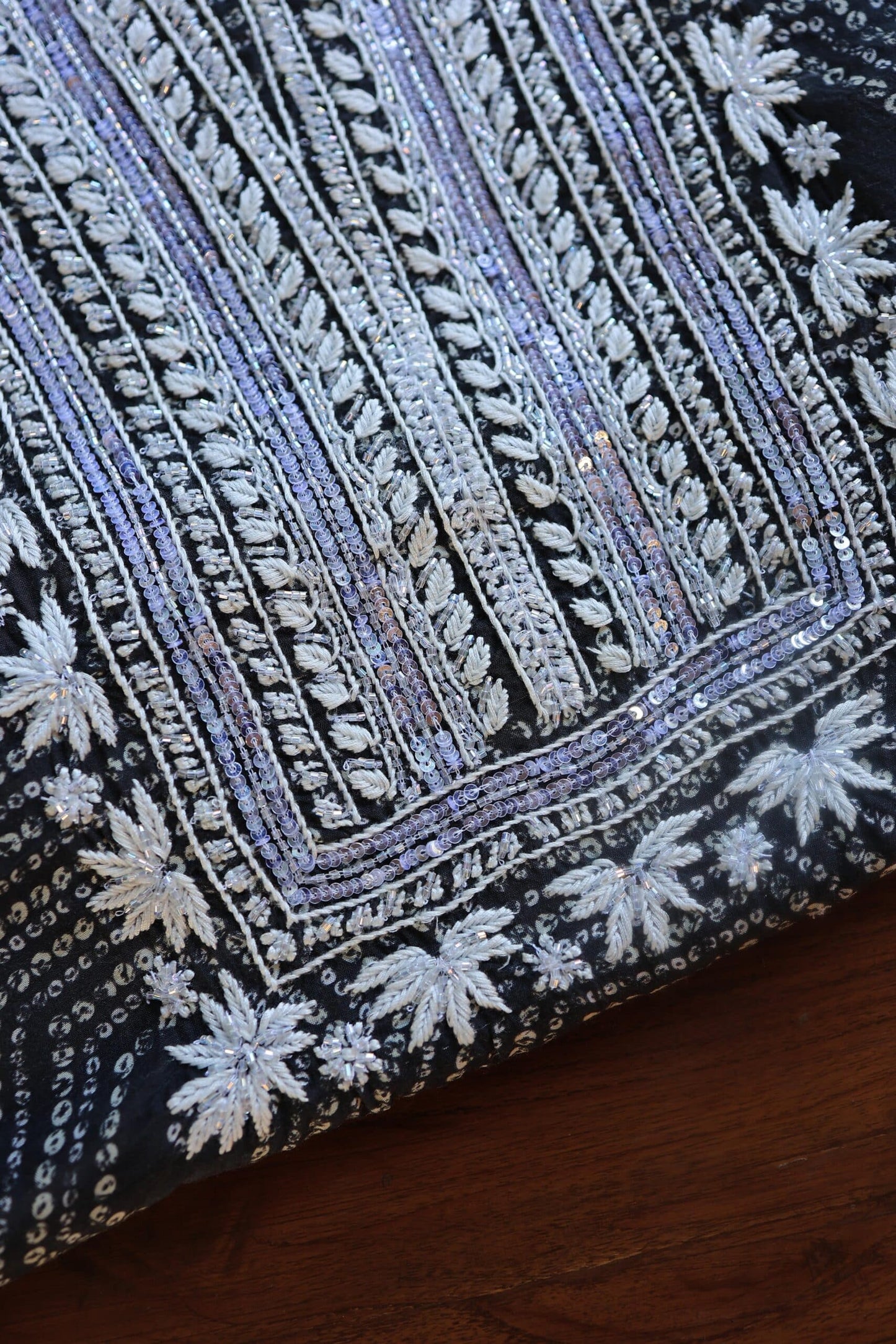 Black Muslin Chikankari Kurta Fabric