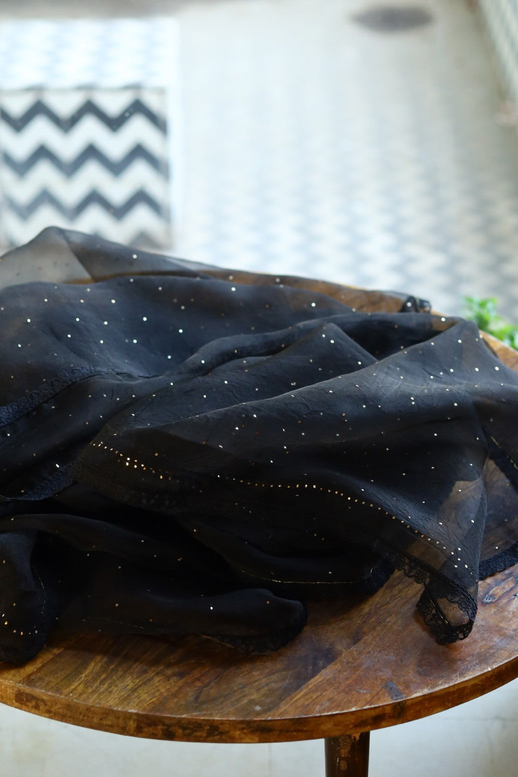 Black Noor Organza Mukaish Kamdani Dupatta