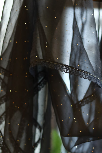 Black Noor Organza Mukaish Kamdani Dupatta