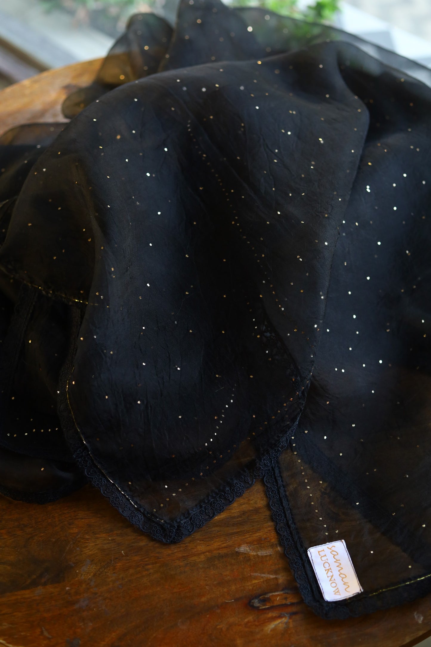 Black Noor Organza Mukaish Kamdani Dupatta
