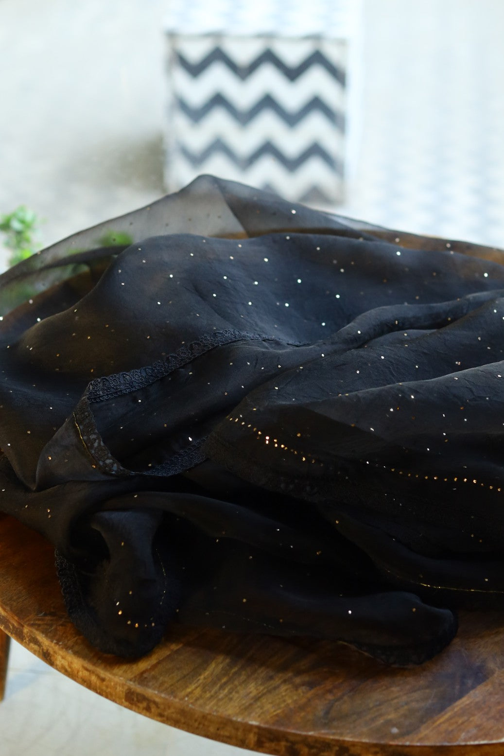 Black Noor Organza Mukaish Kamdani Dupatta