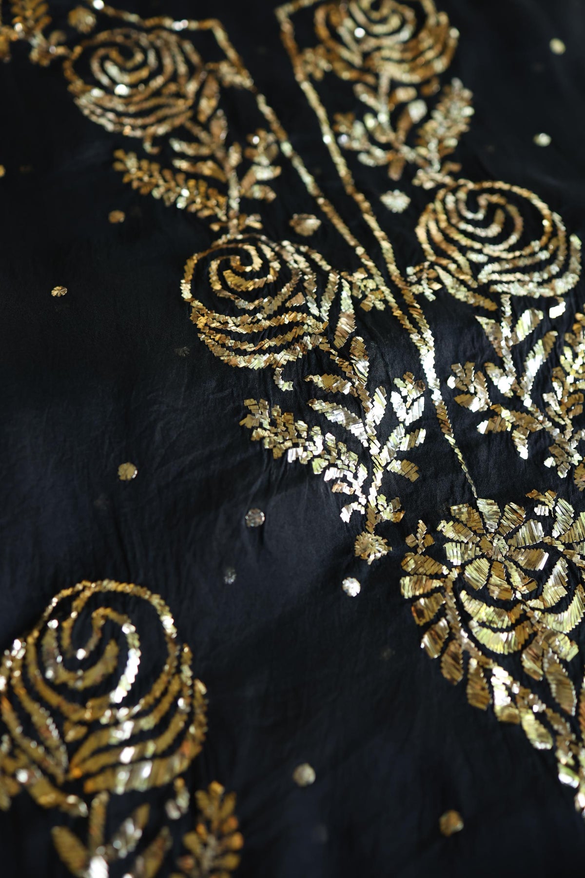 Black Noor Organza Silk Chikankari Unstitched Kurta Dupatta Set