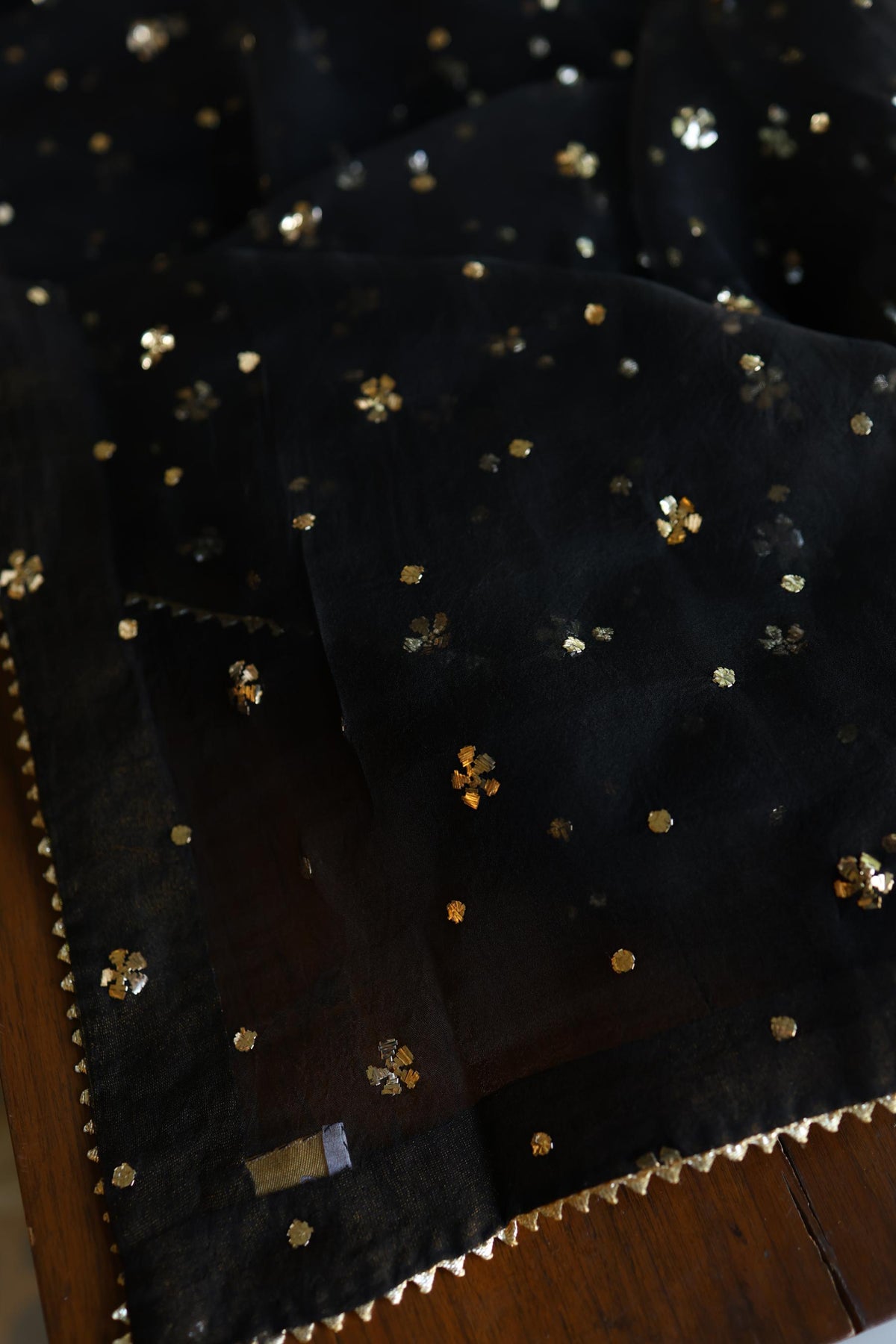 Black Noor Organza Silk Chikankari Unstitched Kurta Dupatta Set