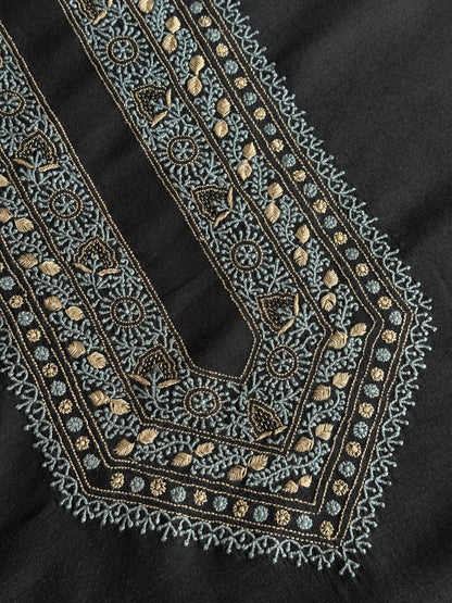Black Shade Moonga Silk Chikankari Men’s Kurta Fabric