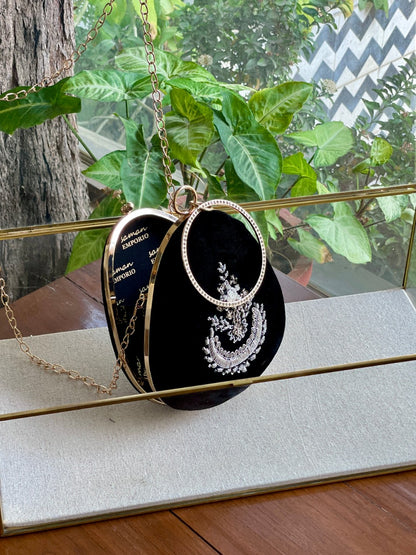 Black Shade Velvet Ari Mukaish Zardosi Sling Bag