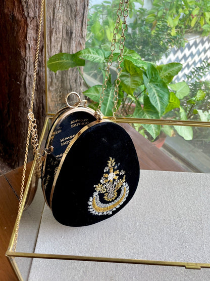 Black Shade Velvet Ari Mukaish Zardosi Sling Bag