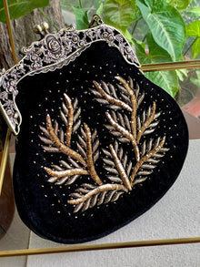 Black Velvet Ari Mukaish Zardosi Sling Clutch Bag
