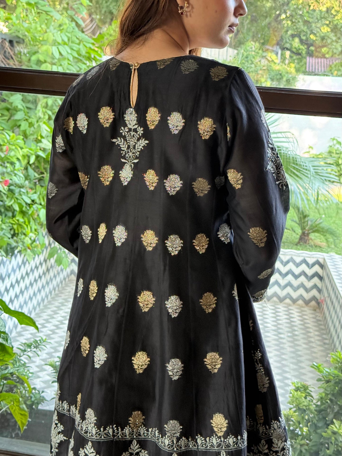 Black Zari Chanderi Chikankari Co-Ord Set