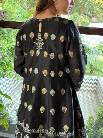 Black Zari Chanderi Chikankari Co-Ord Set