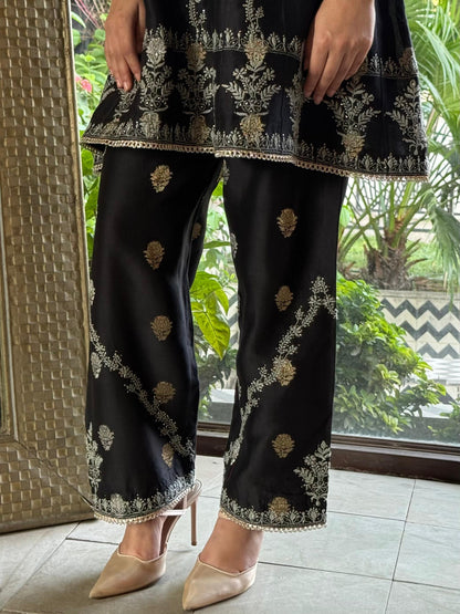 Black Zari Chanderi Chikankari Co-Ord Set