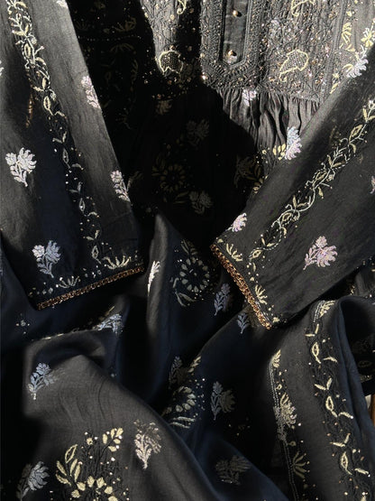 Black Zari Chanderi Chikankari Ready to Wear Tunics