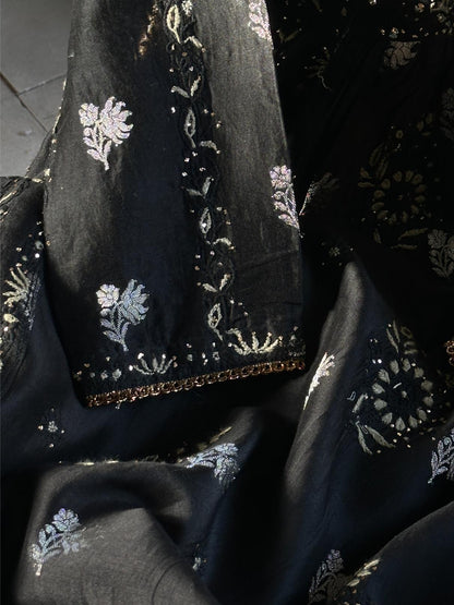 Black Zari Chanderi Chikankari Ready to Wear Tunics