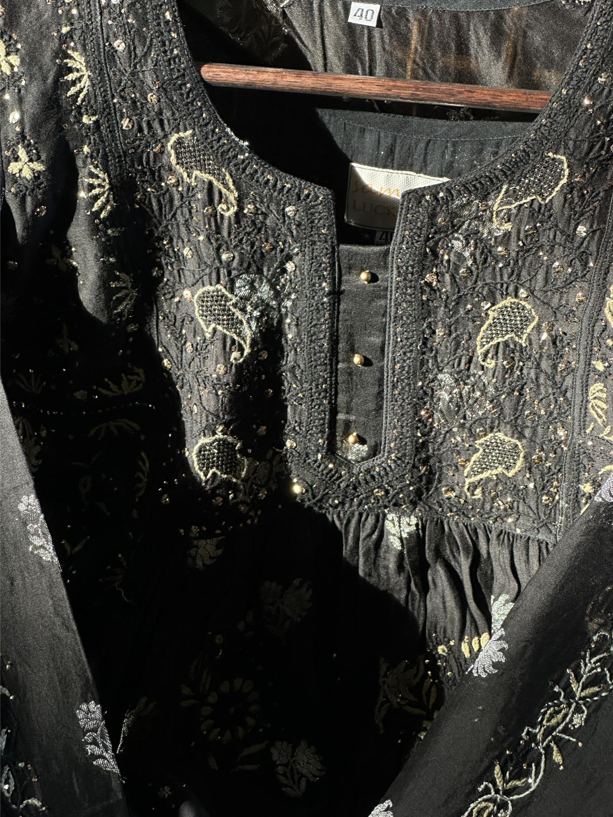 Black Zari Chanderi Chikankari Ready to Wear Tunics