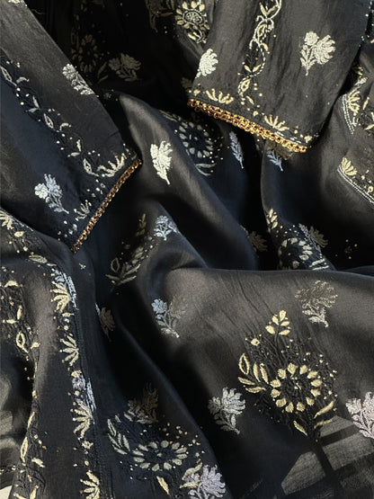 Black Zari Chanderi Chikankari Ready to Wear Tunics