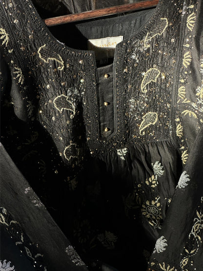 Black Zari Chanderi Chikankari Ready to Wear Tunics