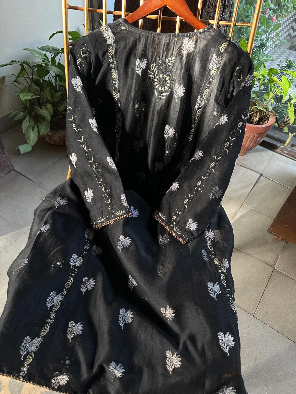 Black Zari Chanderi Chikankari Ready to Wear Tunics