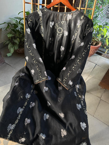 Black Zari Chanderi Chikankari Ready to Wear Tunics