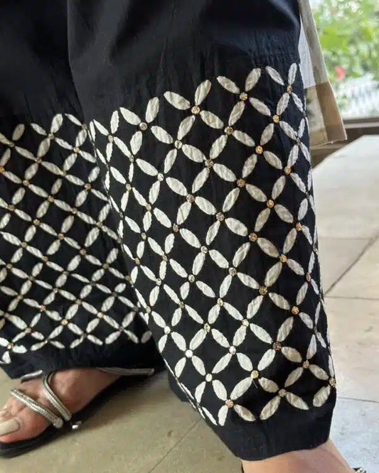 Black & White Daraz Chikankari Palazzo