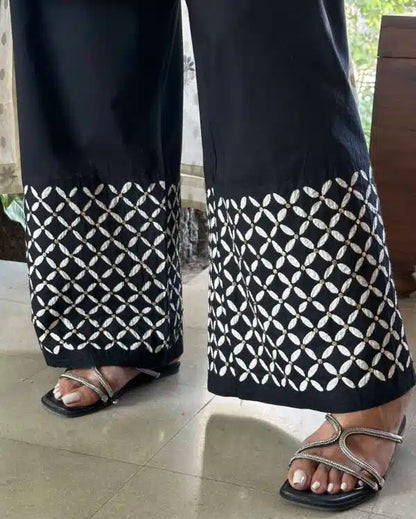 Black & White Daraz Chikankari Palazzo