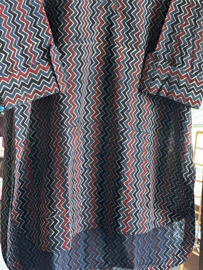 Blue Ajrak Multi Shade Cotton Short Kurta