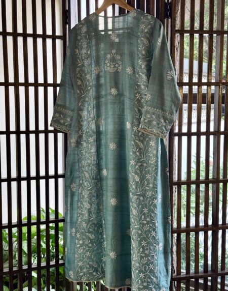Blue Basak Chikankari Ready To Wear Kurta Dupatta Set