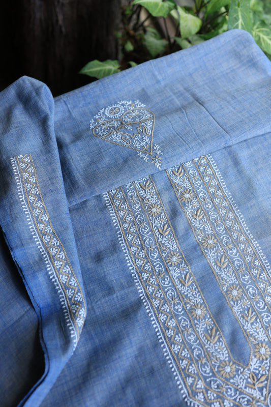 Blue Malkha Handspun Khadi Kurtas Unisex Fabric