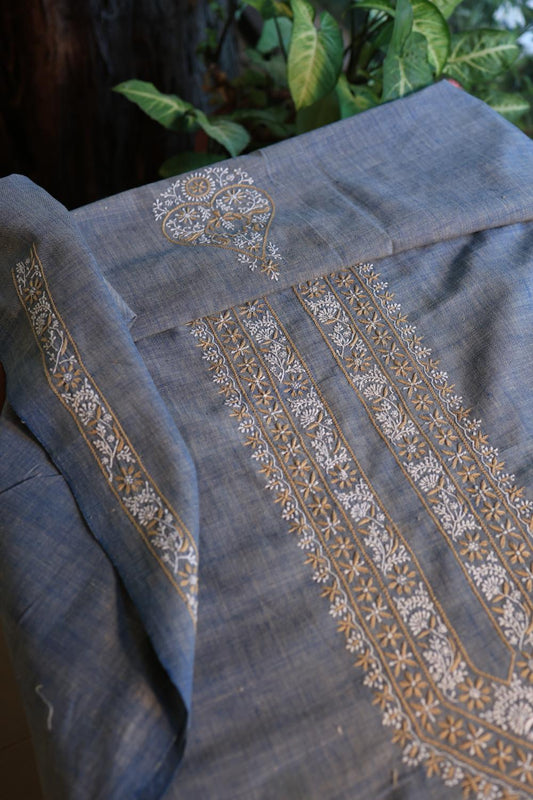Blue Malkha Handspun Khadi Kurtas Unisex Fabric