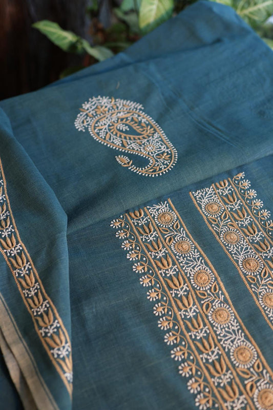 Blue Malkha Handspun Khadi Kurtas Unisex Fabric