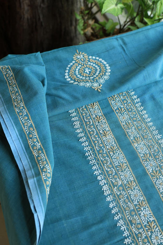 Blue Malkha Handspun Khadi Kurtas Unisex Fabrics
