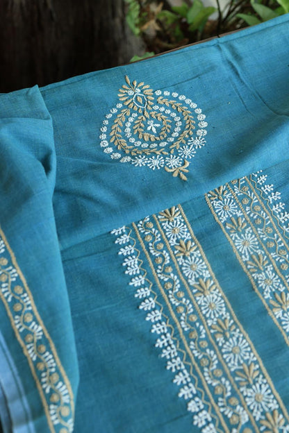 Blue Malkha Handspun Khadi Kurtas Unisex Fabrics