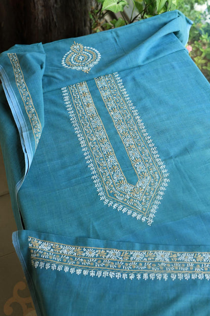 Blue Malkha Handspun Khadi Kurtas Unisex Fabrics