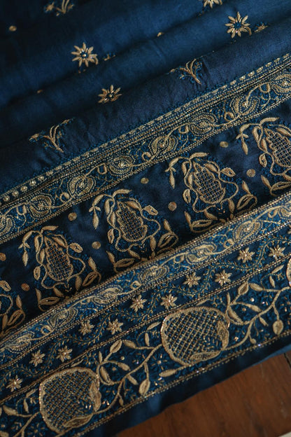 Blue Pashmina x Chikankari Fabrics